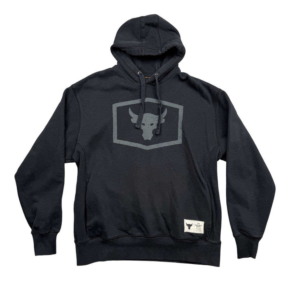 Under Armour Project Rock Hoodie Mens L Black Blood Sweat Respect Graphic Heavy